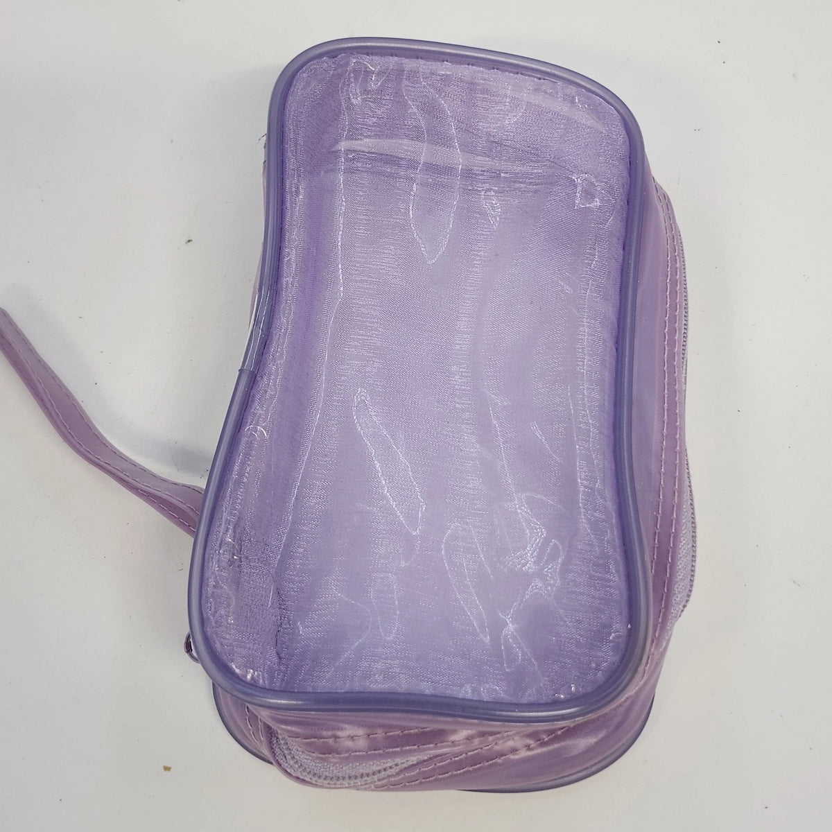 Purple Clear Vinyl Cosmetic Makeup Bag Zip Travel Toiletry Case 6.5" China