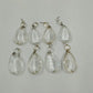 Set 8 Almond Shaped Crystal Glass 2" Prisms w Octagon Accent & Wire Connectors