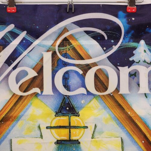 Winter Cottage House Flag Briarwood Lane by Donna Race 28" x 40" Vintage