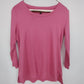 Talbots Pink Tunic Top Women SP 3/4 Sleeve Supima Cotton Modal 21" Crew Neckline
