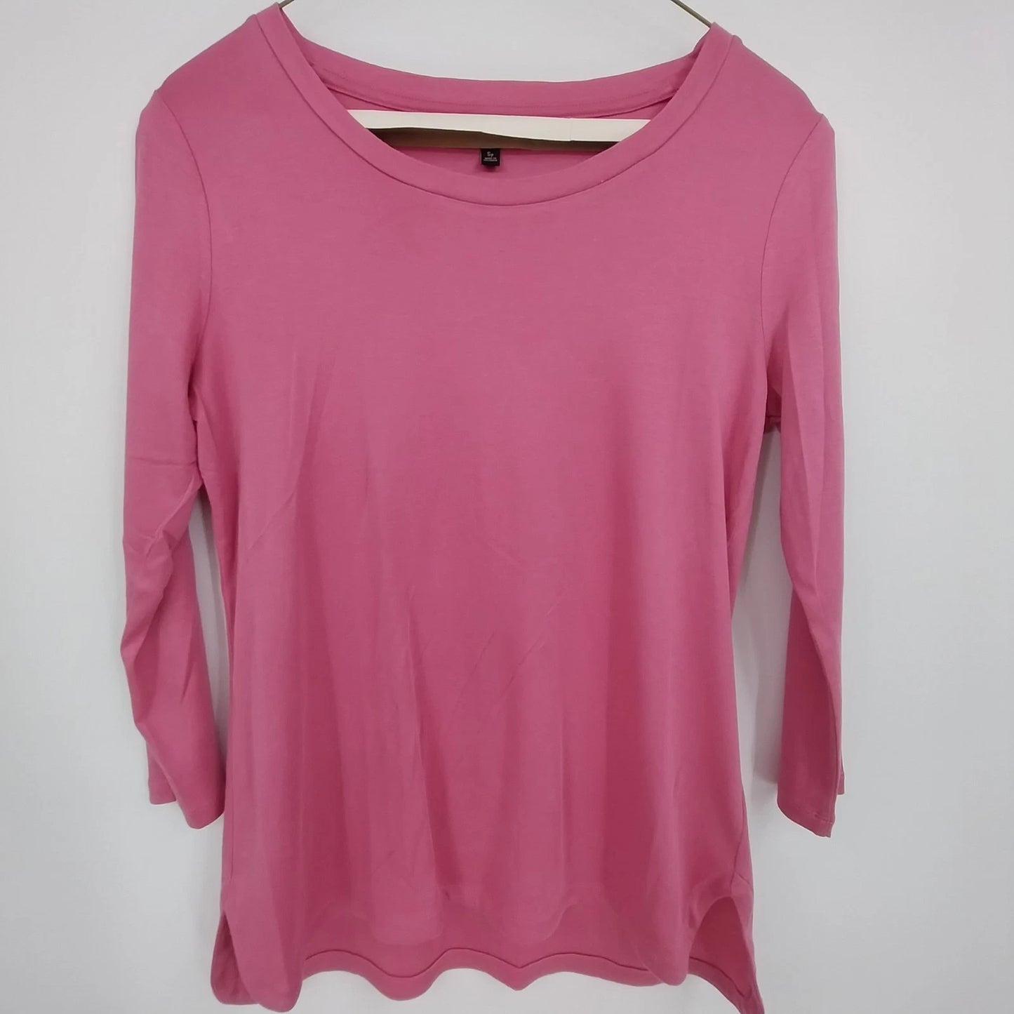 Talbots Pink Tunic Top Women SP 3/4 Sleeve Supima Cotton Modal 21" Crew Neckline