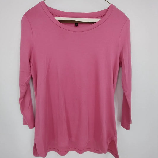 Talbots Pink Tunic Top Women SP 3/4 Sleeve Supima Cotton Modal 21" Crew Neckline