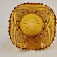 LE Smith Amber Glass Candy Nut Dish 6" Starburst Pattern Sawtooth Rim