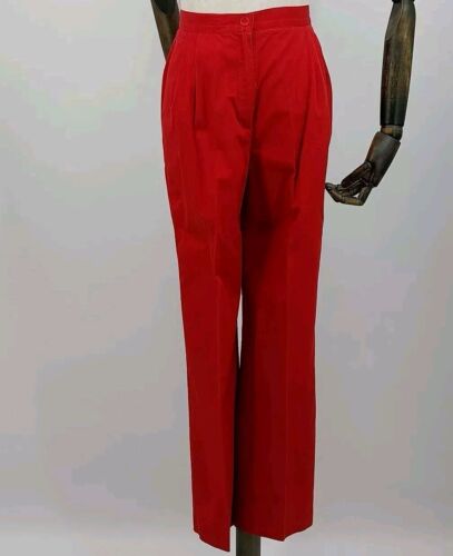 Liz Claiborne Lizsport Women's Red Cotton Slacks Size 4 High Rise Pleated leg