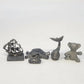 Pewter Figurine Lot 4 Whale Hippo Teddy Bear Sailing Ship Sculpted Animals Vtg