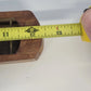 Indian Natural Wood Incense Burner 12.5" Brass Inlay Om Symbol Ash Catcher Vtg