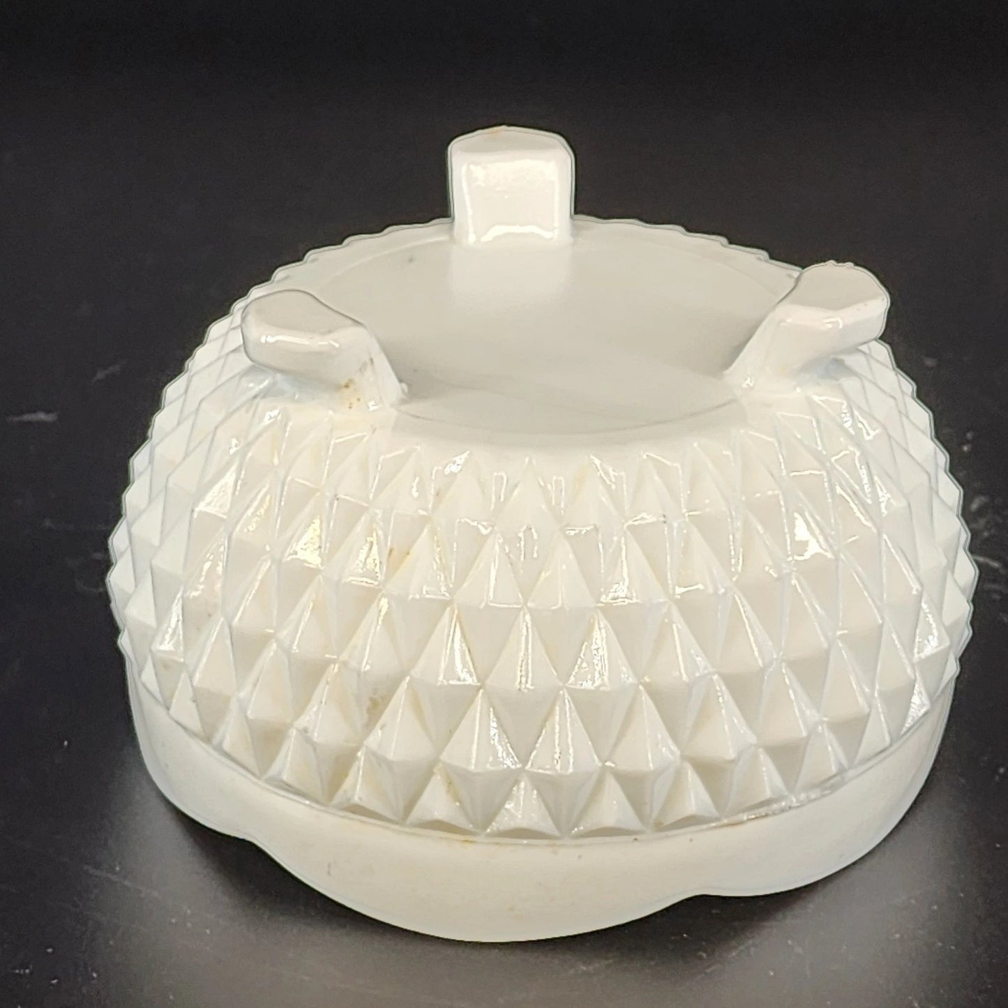 Vintage Indiana Milk Glass Diamond Point Candy Dish Footed Bowl