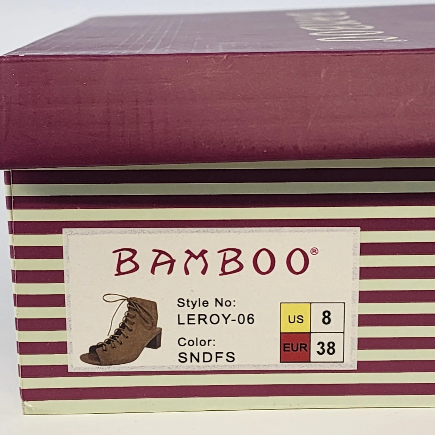 Bamboo LEROY-06 Lace Up Open Toe Booties Block Heel 8