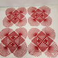 4 Red Square Doily 16" Crochet Lace Butterfly Rounded Valentine BOHO Table Scarf