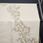 Linen Tablecloth Ecru with Tan and Beige Cross Stitch Floral Pattern 65" x 50"