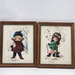 2 Fallarda Gallarda Big Eye Prints Pair 1960's Fall & Winter Framed Kitsch Art