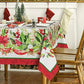 Holly and Berries Fabric Tablecloth 58" x 84" Red Green Christmas Holiday NWT