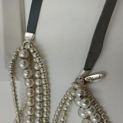 Plunder Large Faux Pearl & Silver Tone Chunky Statement Multistrand Necklace
