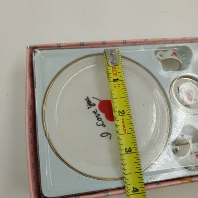 Ranger Miniature Tea Set Service for Two I Love You w/ Box 4.5"