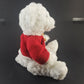 Holiday Home White Bear Plush Wearing Red Sweater 14" Long Stuffed Animal NOS