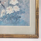 Framed Asian Silk Painting Birds & Flowers 13x17 Faux Bamboo Frame 1993