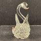 Hand Blown Swan Clear Layered String Glass Miniature 2.5” High Color Accents