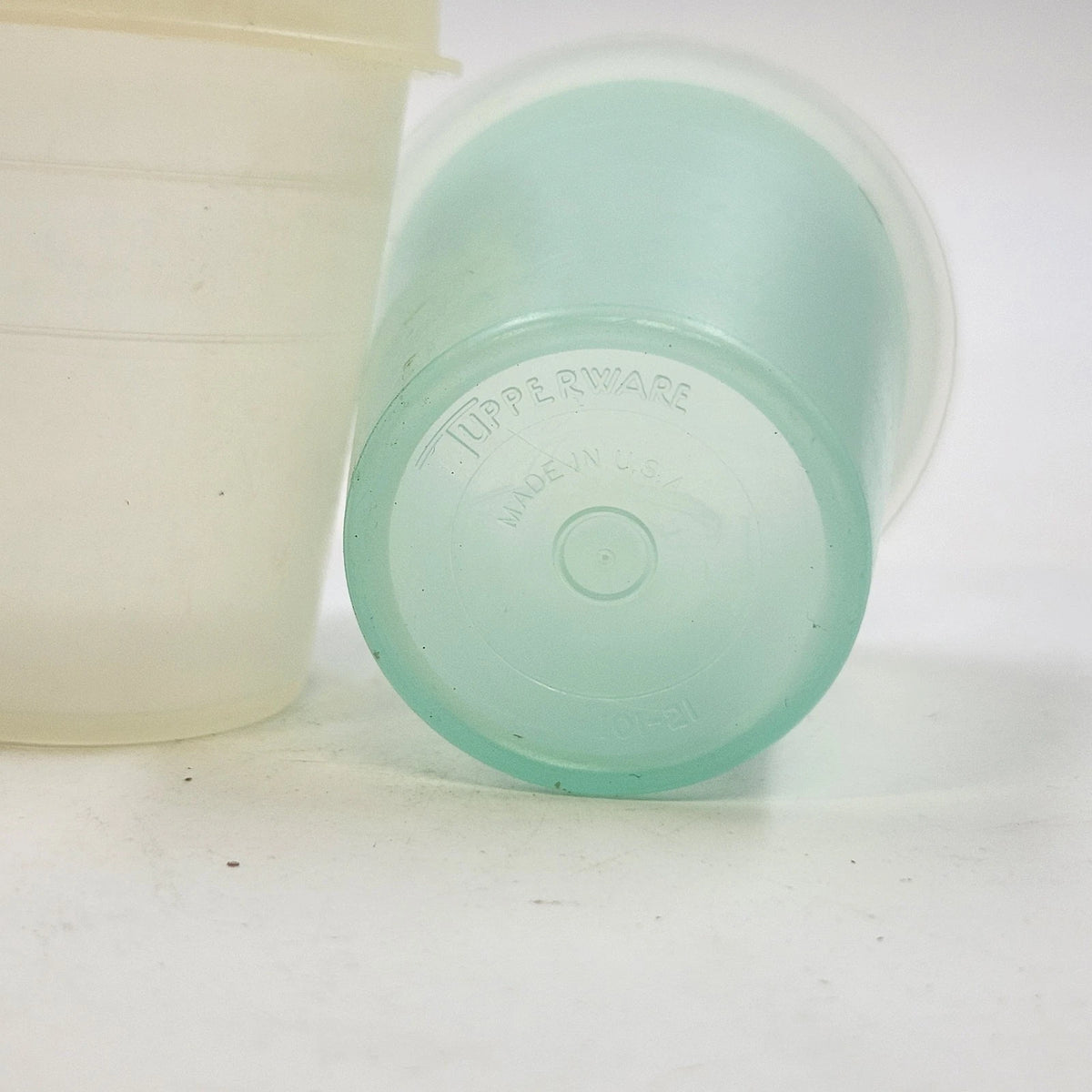 Tupperware Small Round Storage Containers with Lids Aqua & Clear Set 2 Vintage