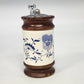 Leeds Engineering Pepper Mill Grinder Blue White Floral Wood Hand Crank 4"