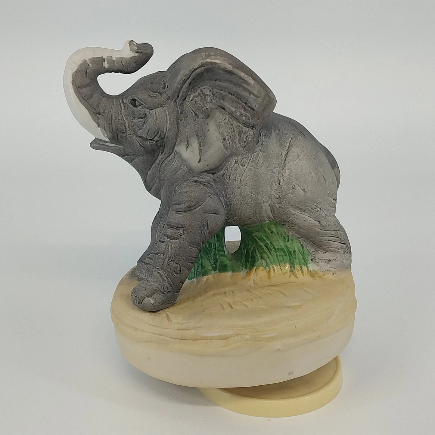 Prince Albert Products Elephant Music Box Born Free Gray Ceramic Figurine Vtg