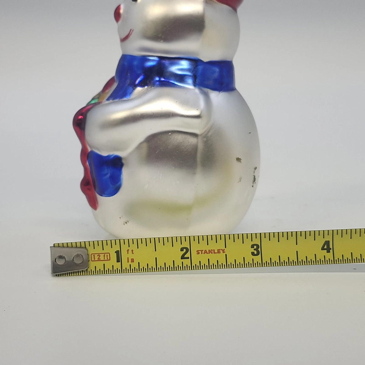Lot 2 Blown Glass Snowman Christmas Ornaments Mercury Glass 5.75" & 4.75" Vtg
