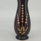 Turned Wood Vase Inset Botanical Floral Pattern Dark Brown 8" Vintage