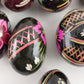 9 Brightly Decorated Easter Eggs Wood Ukrainian or Russian Plastic Covered