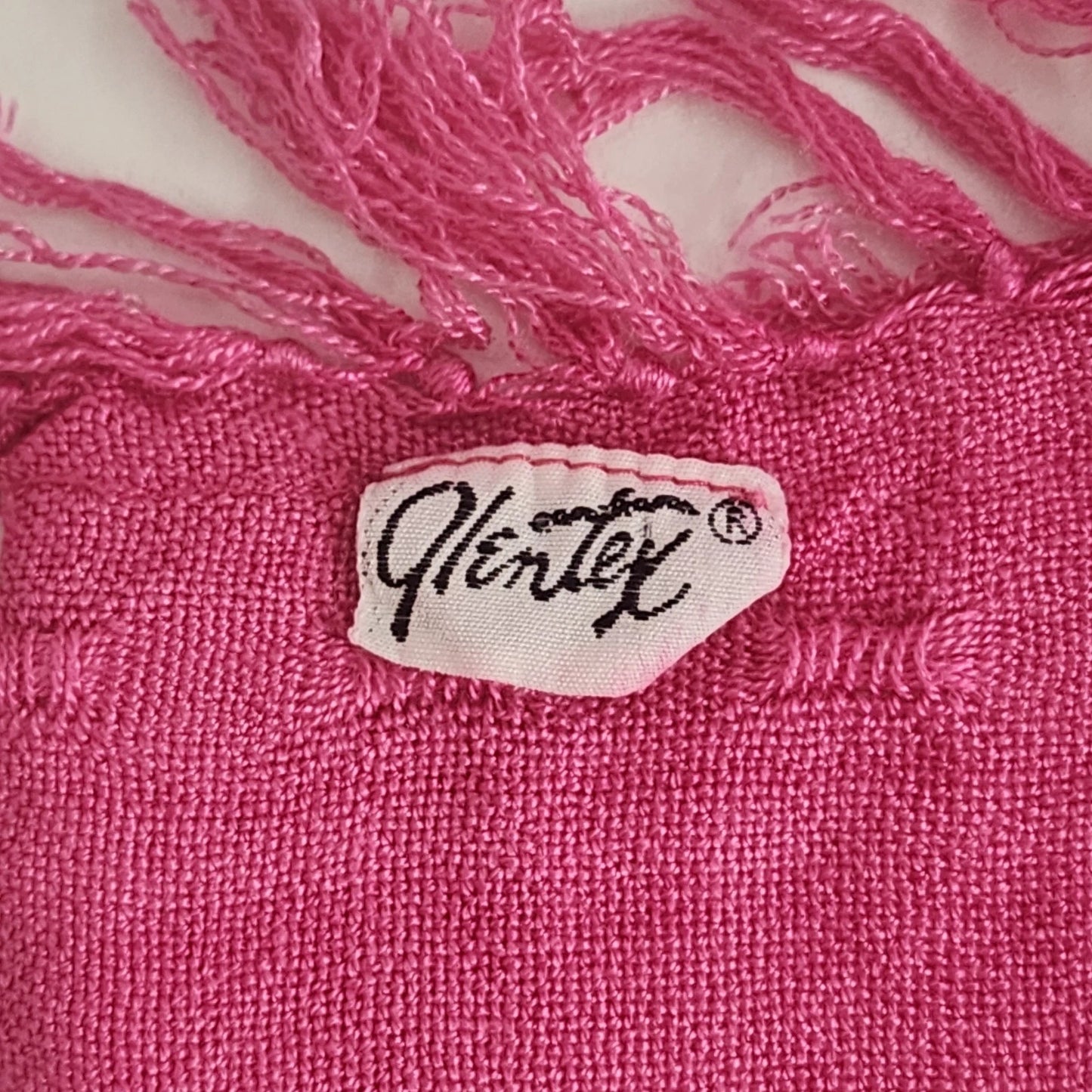 Glentex Pink Rebozo Scarf Handwoven Cotton Fringe 28x28