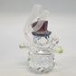 Snowman Christmas Ornament 4" Acrylic Clear Faceted w Red Top Hat & Rhinestones