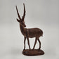 Wooden Hand Carved Antelope Figurine Gazelle Natural Smooth Finish on Base 8.5"