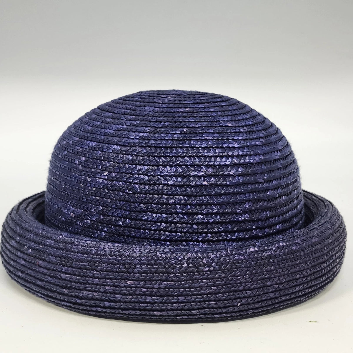 Purple Straw Bowler Cloche Hat Women's One Size Rolled Brim Summer Sun Hat