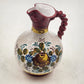 Italian Ceramic Pottery Pitcher Hand Painted Bright Floral Twist Handle 8.5"