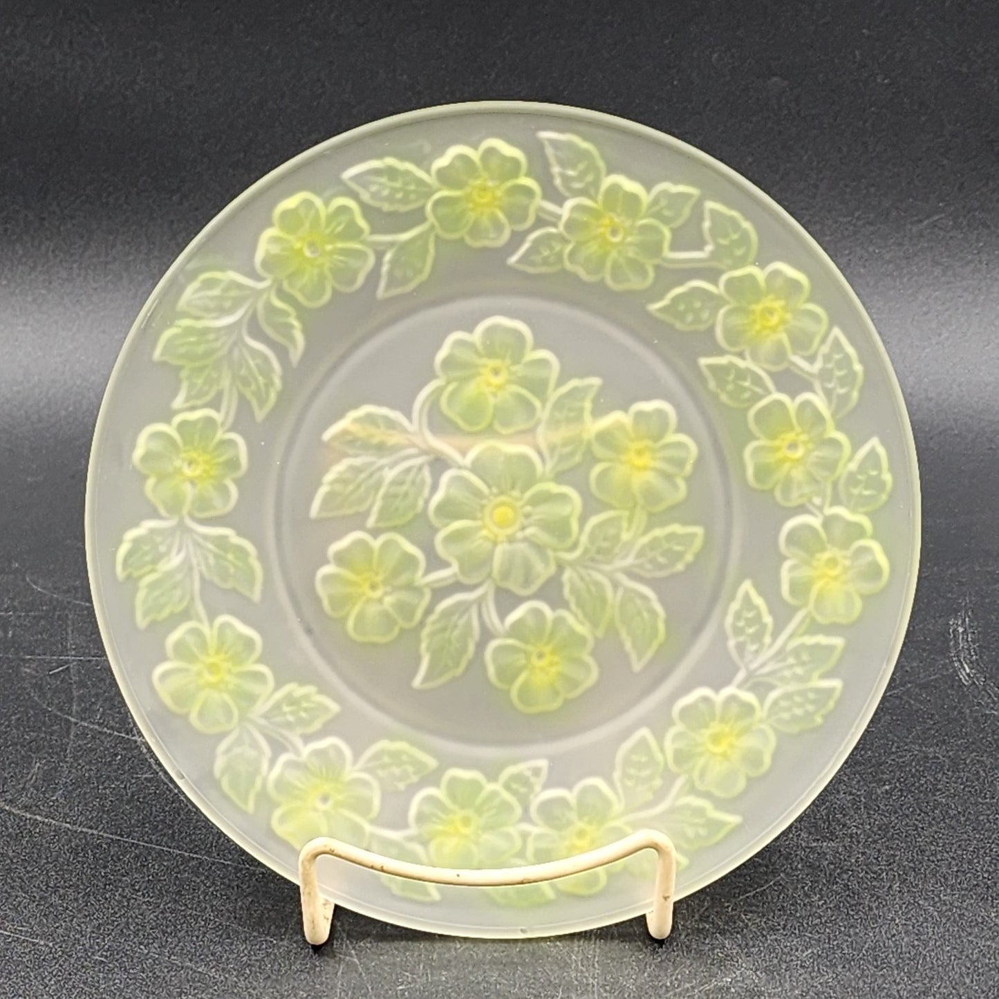 Sovereign House Frosted Luncheon Plate Apple Blossom SVG1 8.375” Vintage Glass