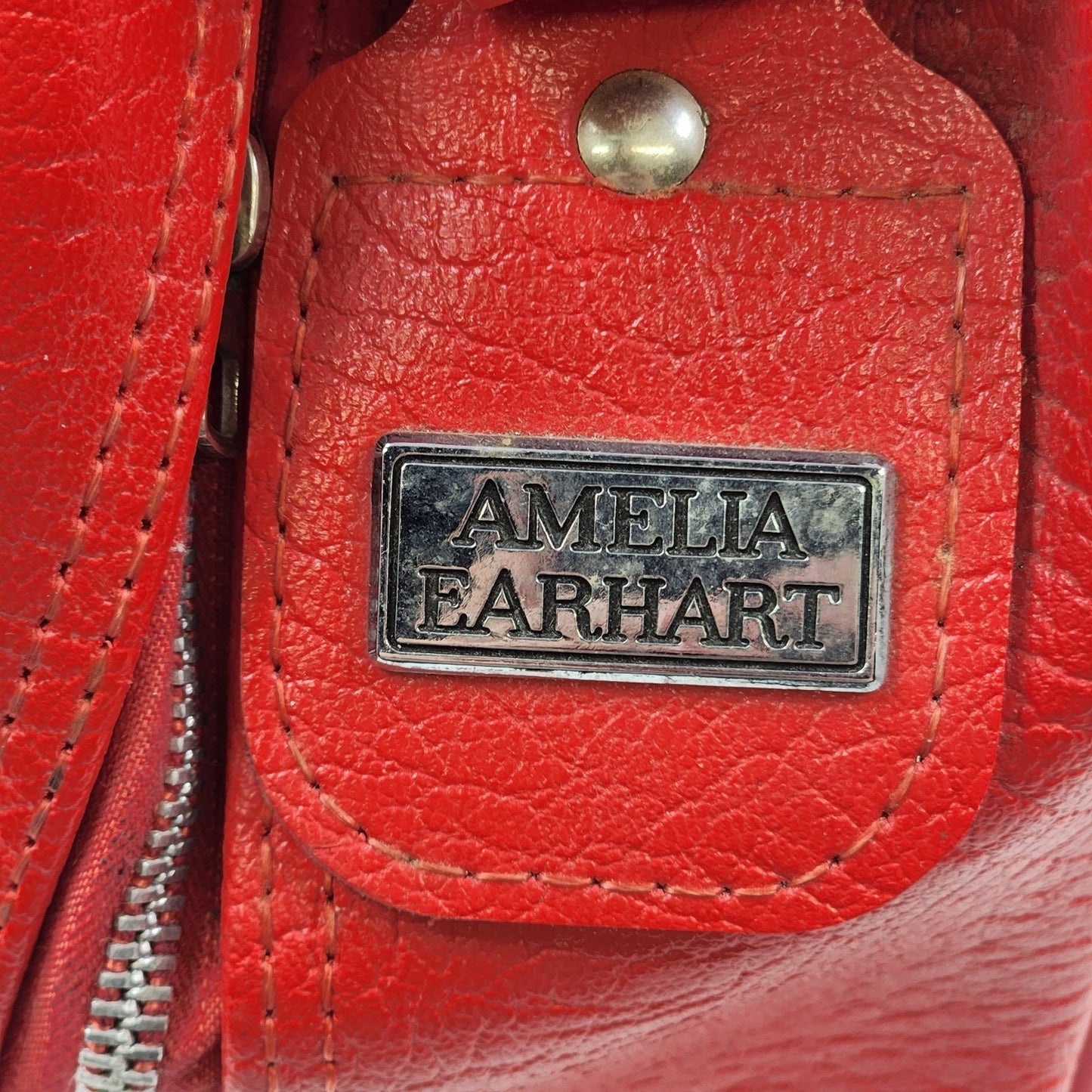 Amelia Earhart Travel Shoulder Bag Red Carry-On Luggage Footed 17" Vintage USA