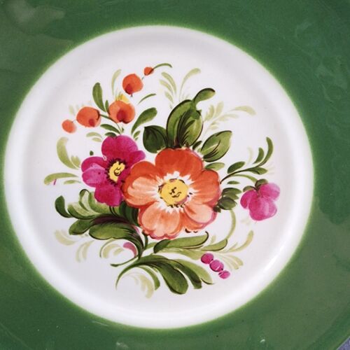 Pagnossin Treviso Italy Strong Earthenware 7.5" Salad Plate Floral Green Border