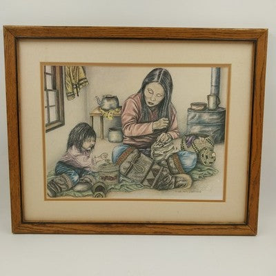 Patti Lindstrand Quality Time Art Print Framed Matted Embossed Seal Signed 1989
