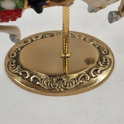 Homco Carousel Horse Figure Santa Claus #5117 Ceramic Brass Stand Philippines