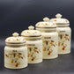 Jewel Tea Autumn Leaf 4Pc Canister Set Limited Edition Flour Coffee Virginia Lee