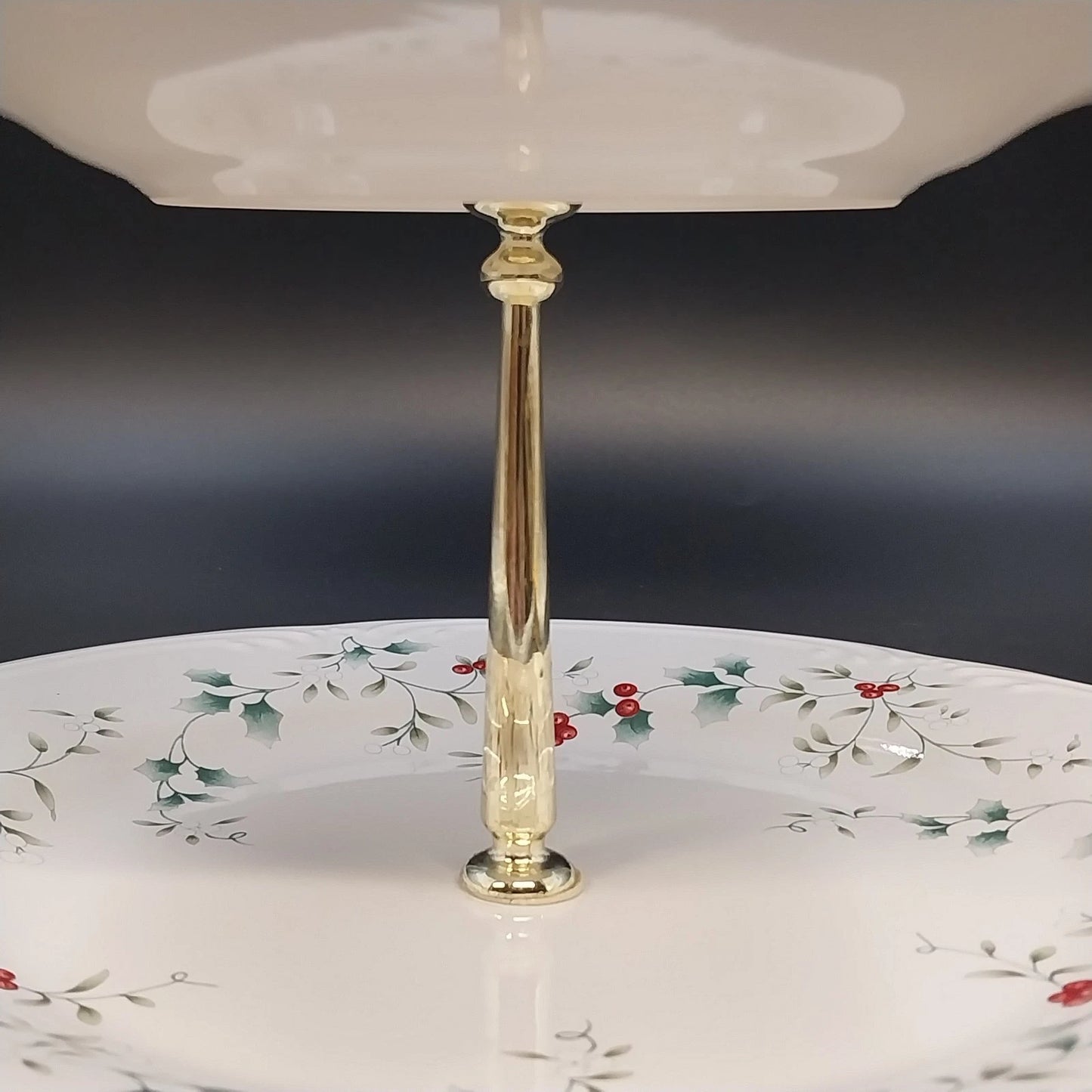 Pfaltzgraff Winterberry Pattern Two Tier Serving Tray 10.5" Stoneware USA