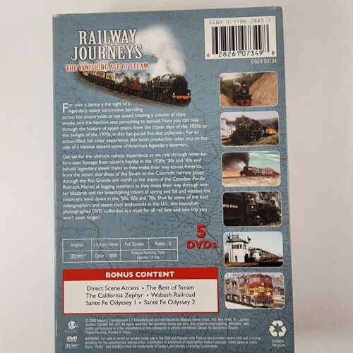 Railway Journeys The Vanishing Age Of Steam 5 DVD Set Madacy Railroad Video