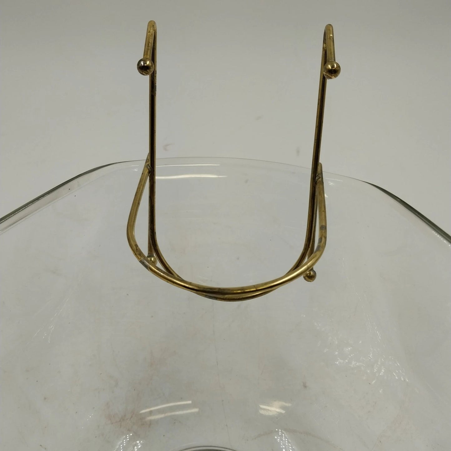 Tri-Top Chip Dip Serving Bowl Set Clear Glass Metal Bracket Indiana Glass Modern