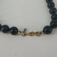 Vintage Monet Black Faceted Bead Necklace 24 Inch Signed