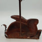 Red Cast Iron Rabbit Votive Candle Holders Chimney Wall Sconces 23" Vintage
