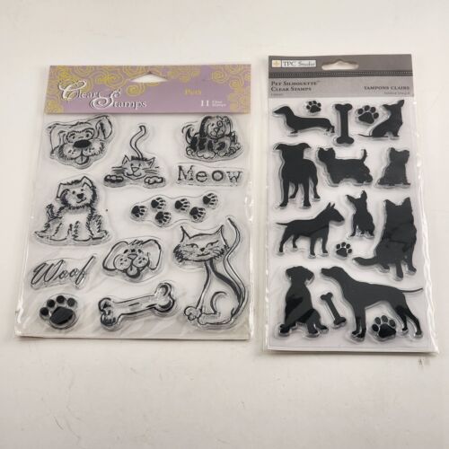 Lot of 2 NOS Clear Unmounted Stamps Cat and Dogs Design/Pattern Vintage