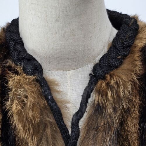 Racoon Fur Coat Small Lined Thigh Length Cape Sleeve Tie Close Hand Made No Tags