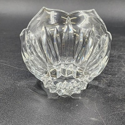 Gorham Crystal Lotus Pattern Creamer & Sugar Bowl with Lid Vtg Glass Set Germany