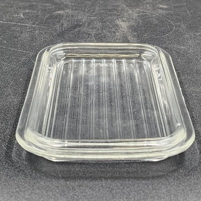 Pyrex 502-C Ribbed Lid Cover Clear Rectangle Glass Refrigerator Dish 6.8"x4.25"