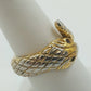 Gold Tone Snake Wrap Bypass Ring Textured Serpent Black Eyes Size 8 Jewelry
