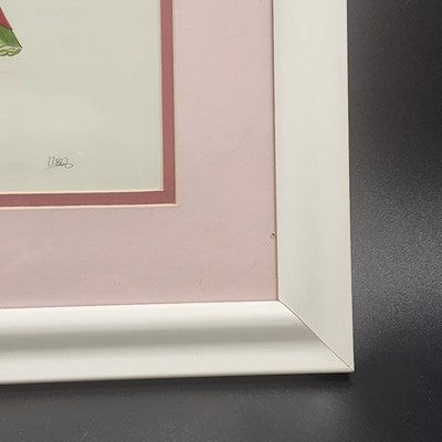 Fairy Tale Princess Painting Print Pink Matting White Frame 14"x16" Vintage Art