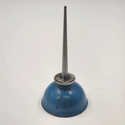 Eagle Oil Can Blue Silver Metal USA Thumb Pump 7.75" Oiler Dripper Decor